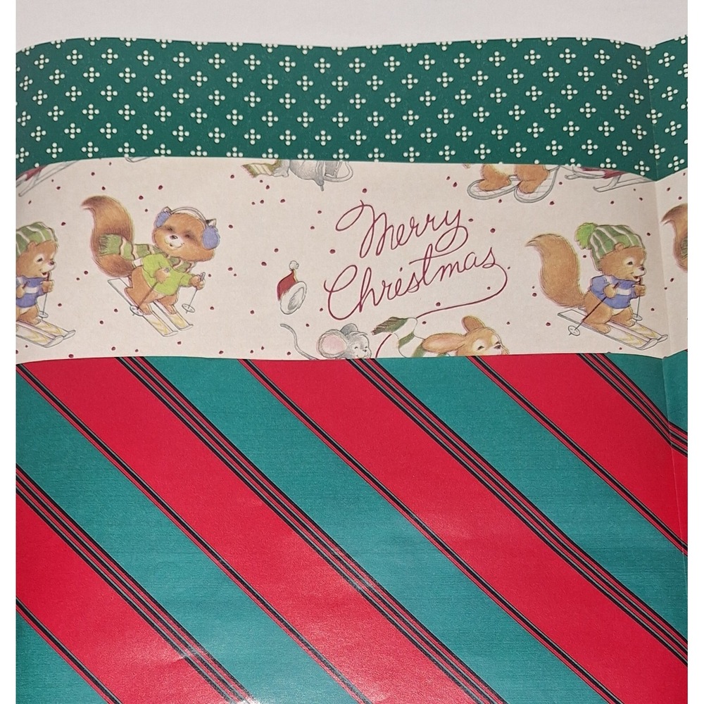 Vtg 90s Christmas Gift Wrappung Paper 9 Sheets 3 Designs 20 X 30 Inches Xmas